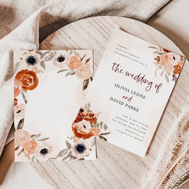 Rustic Orange Boho | Watercolor Wedding Invitation (Creator Uploaded)
