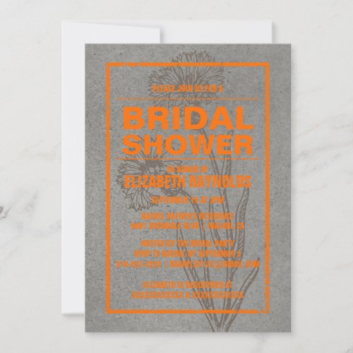 Rustic Orange Bridal Shower Invitations
