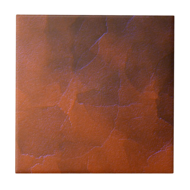 Rustic Orange Brown Blue Hightlights Abstract Art Tile (Front)