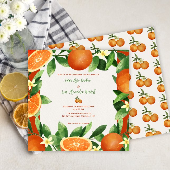 Rustic Orange Citrus Autumn Wedding Invitation (Rustic Orange Citrus Autumn Wedding Invitation)