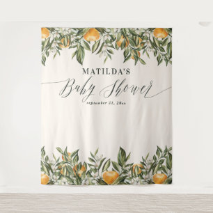 Rustic orange citrus botanical baby shower tapestry