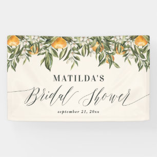 Rustic orange citrus botanical bridal shower party banner