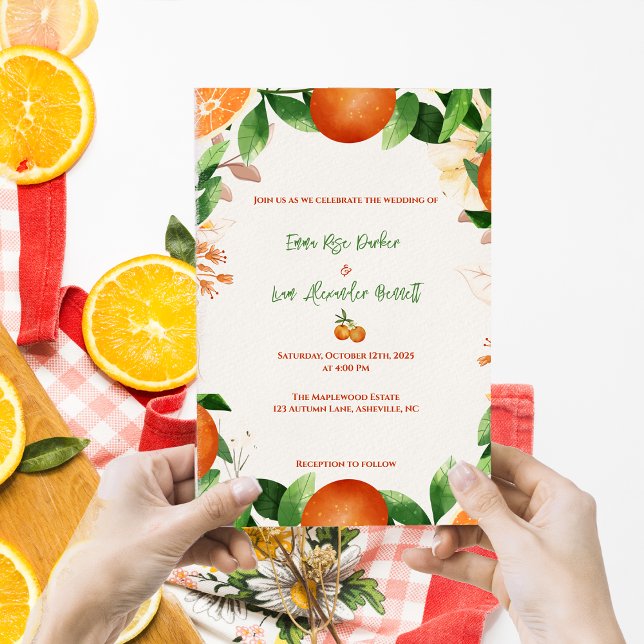 Rustic Orange Citrus Fall Wedding Invitation (Rustic Orange Citrus Fall Wedding Invitation)