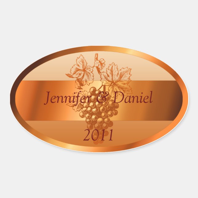Rustic Orange Custom Wine Labels Fall Wedding (Front)