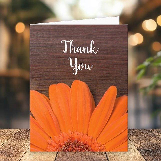Rustic Orange Daisy and Barn Wood Thank You (Creator Uploaded)