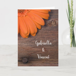 Rustic Orange Daisy Barn Wedding Invitation