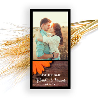 Rustic Orange Daisy Barn Wedding Save the Date