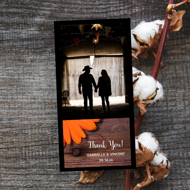 Rustic Orange Daisy Barn Wood Country Thank You (Creator Uploaded)