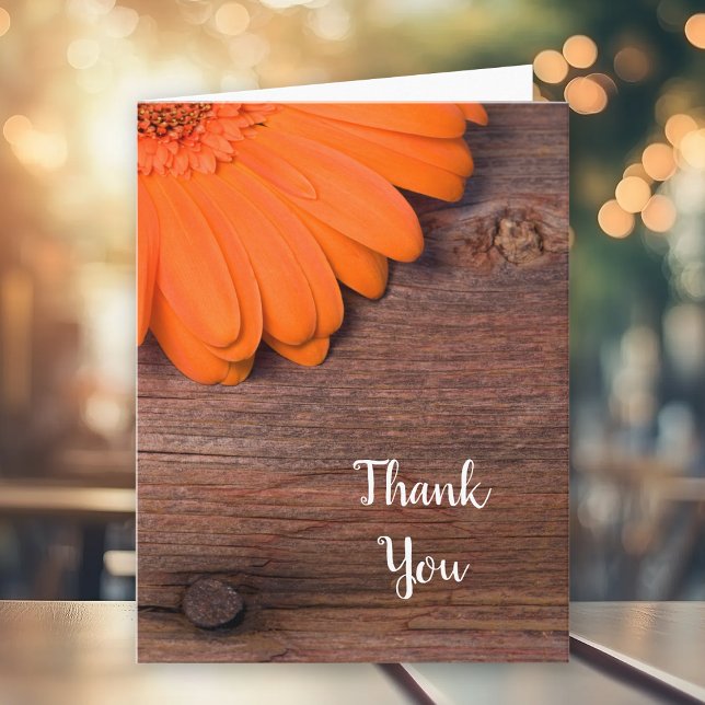 Rustic Orange Daisy Barn Wood Country Thank You (Creator Uploaded)