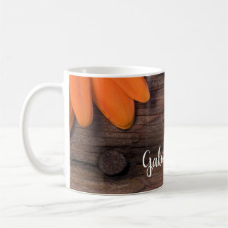 Rustic Orange Daisy Barn Wood Country Wedding Coffee Mug