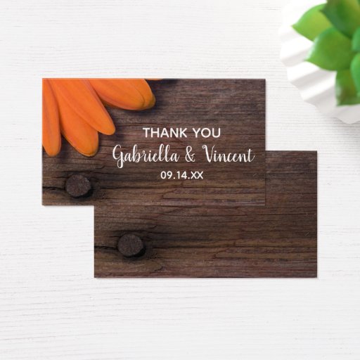 Customizable Rustic Orange Daisy Country Wedding Favor Tags Business Card Template