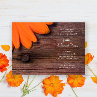 Rustic Orange Daisy Country Junior / Senior Prom Invitation