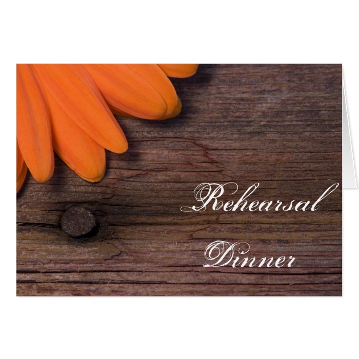 Rustic Orange Daisy Country Rehearsal Dinner Cards