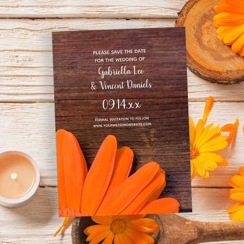 Rustic Orange Daisy Country Wedding Save the Date