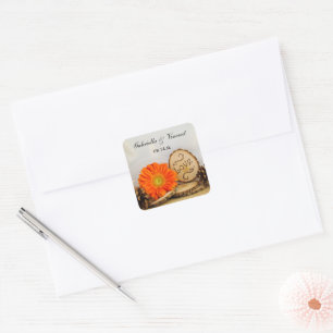 Rustic Orange Daisy Woods Wedding Envelope Seal