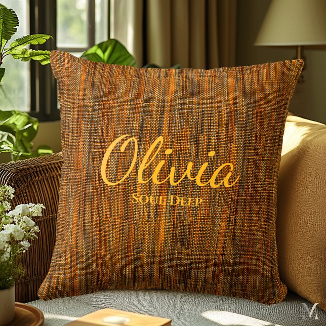 Rustic Orange Denim Texture | Custom Home Decor  Throw Pillow (Creator Uploaded)
