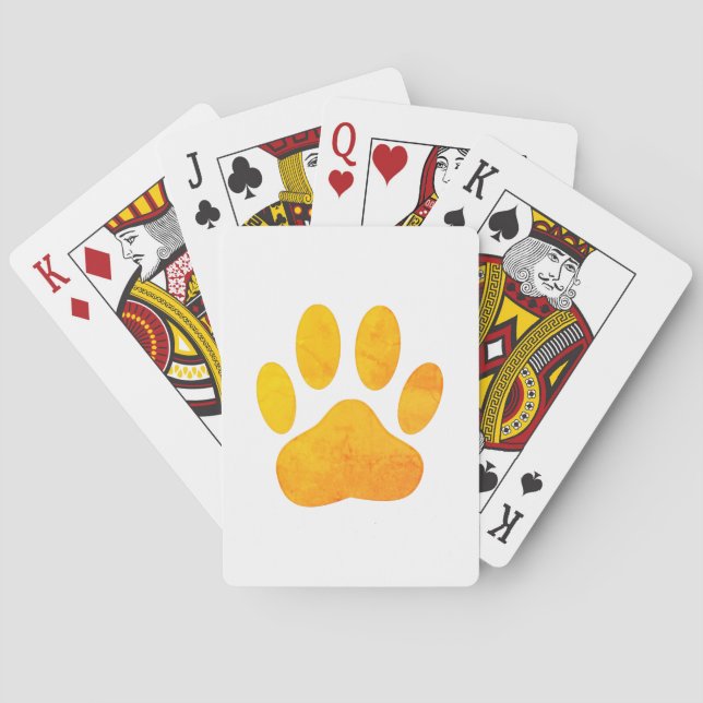 Rustic Orange Dog Pawprint Poker Cards (Back)