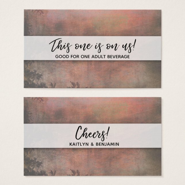 Rustic Orange Drink Tickets w/ Modern Handwriting (Front & Back)