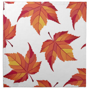 Rustic Orange Fall Leaves & Taupe Cloth Napkin