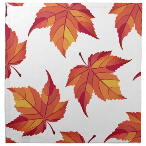 Rustic Orange Fall Leaves  Taupe Cloth Napkin