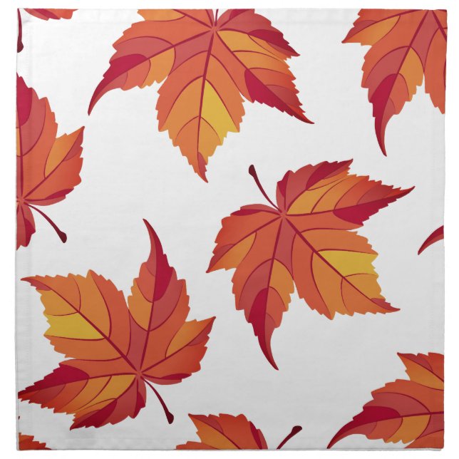 Rustic Orange Fall Leaves & Taupe Cloth Napkin (Front)