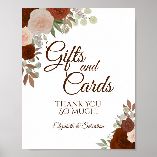 Rustic Orange Fall Roses Gifts  Cards Wedding Poster