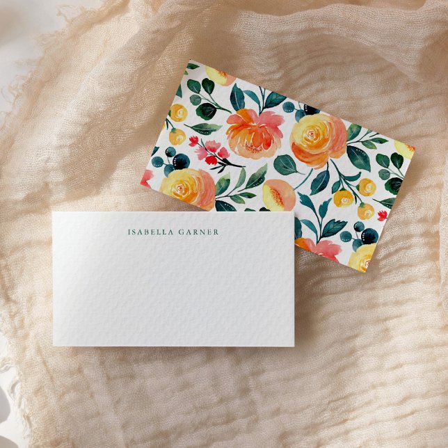 Rustic Orange Floral Custom Name Gift Enclosure Note Card (Creator Uploaded)