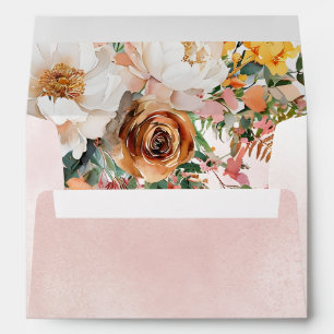 Rustic Orange Floral Fall Wedding Envelope