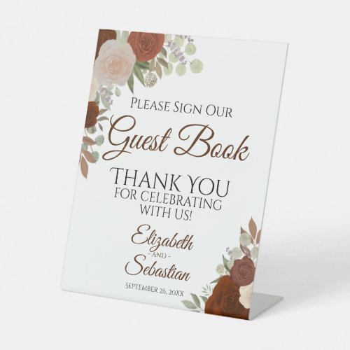 Rustic Orange Floral Please Sign Our Guest Book