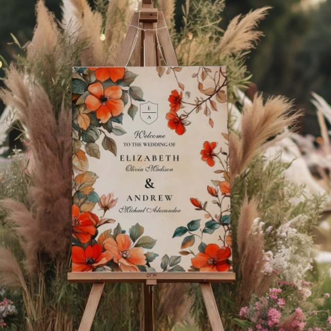 Rustic Orange Floral Wedding Foam Board (Creator Uploaded)