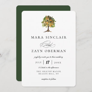 Rustic Orange Grove Tree Wedding Invitation