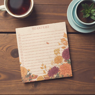 Rustic Orange Marigold To Do List Nature Botanical Notepad