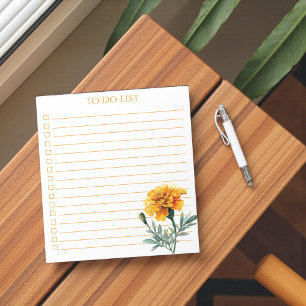 Rustic Orange Marigold To Do List Teacher Gift Notepad