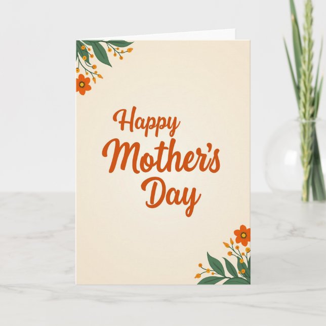 Rustic Orange Mothers Day Card (Front)