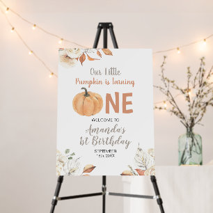 Rustic Orange Pumpkin 1st Birthday Welcome Foam Board