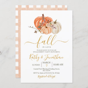 Rustic Orange Pumpkin Floral Engagement Party Invitation