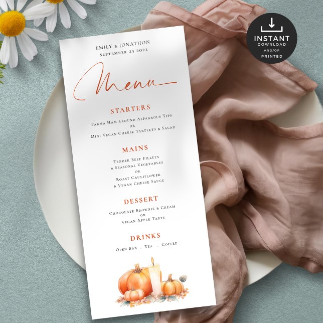 Rustic Orange Pumpkins Candle Fall Wedding Card (Creator Uploaded)