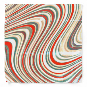 Rustic Orange Red and Blue Abstract Curvy Shapes Bandana