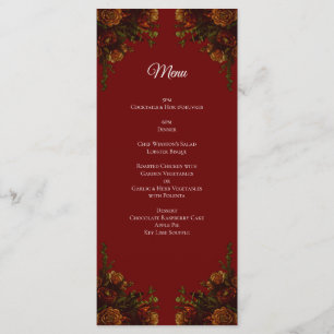 Rustic Orange Red Fall Elegant Gothic Wedding Menu