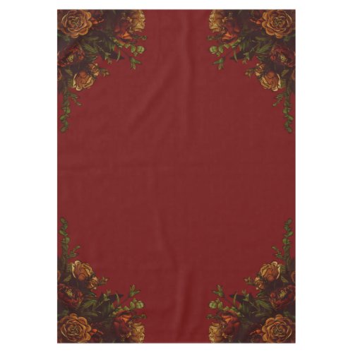 Rustic Orange Red Fall Elegant Gothic Wedding Tablecloth