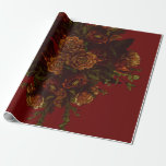 Rustic Orange Red Fall Elegant Gothic Wedding Wrapping Paper<br><div class="desc">Beautiful rustic fall gothic wedding appeal with a dark look.  The elegant design has rustic orange fall botanicals on the corners with a deep red background.</div>