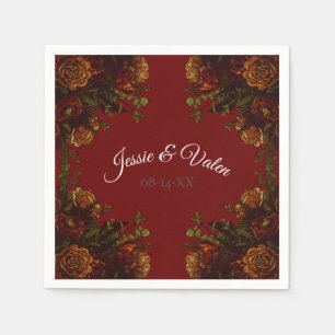 Rustic Orange Red Fall Elegant Wedding Napkins