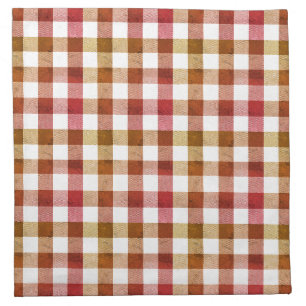 Rustic Orange Red Pink Gingham Plaid Cloth Napkin