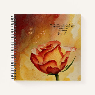 Rustic Orange Rose Flower Emerson Quote Journal