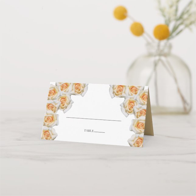 Rustic Orange Roses Wedding Place Card (Front)