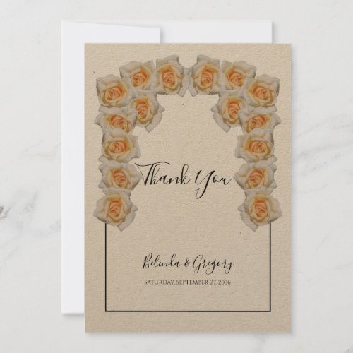 Rustic Orange Roses Wedding Thank You Card