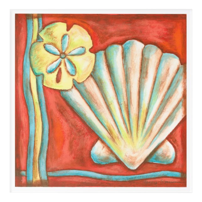 Rustic Orange Seashells Acrylic Print (Front)