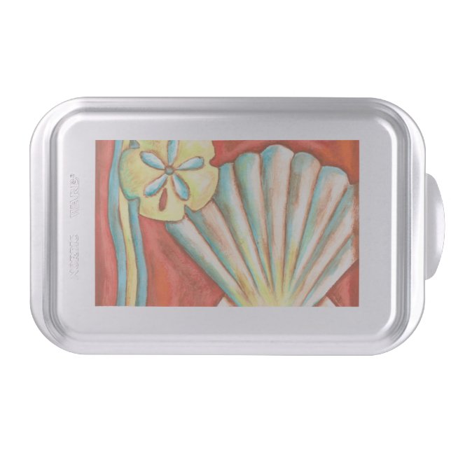 Rustic Orange Seashells Cake Pan (Front)