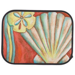 Rustic Orange Seashells Car Mat