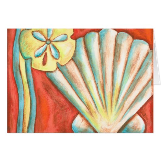 Rustic Orange Seashells Cards (Front Horizontal)